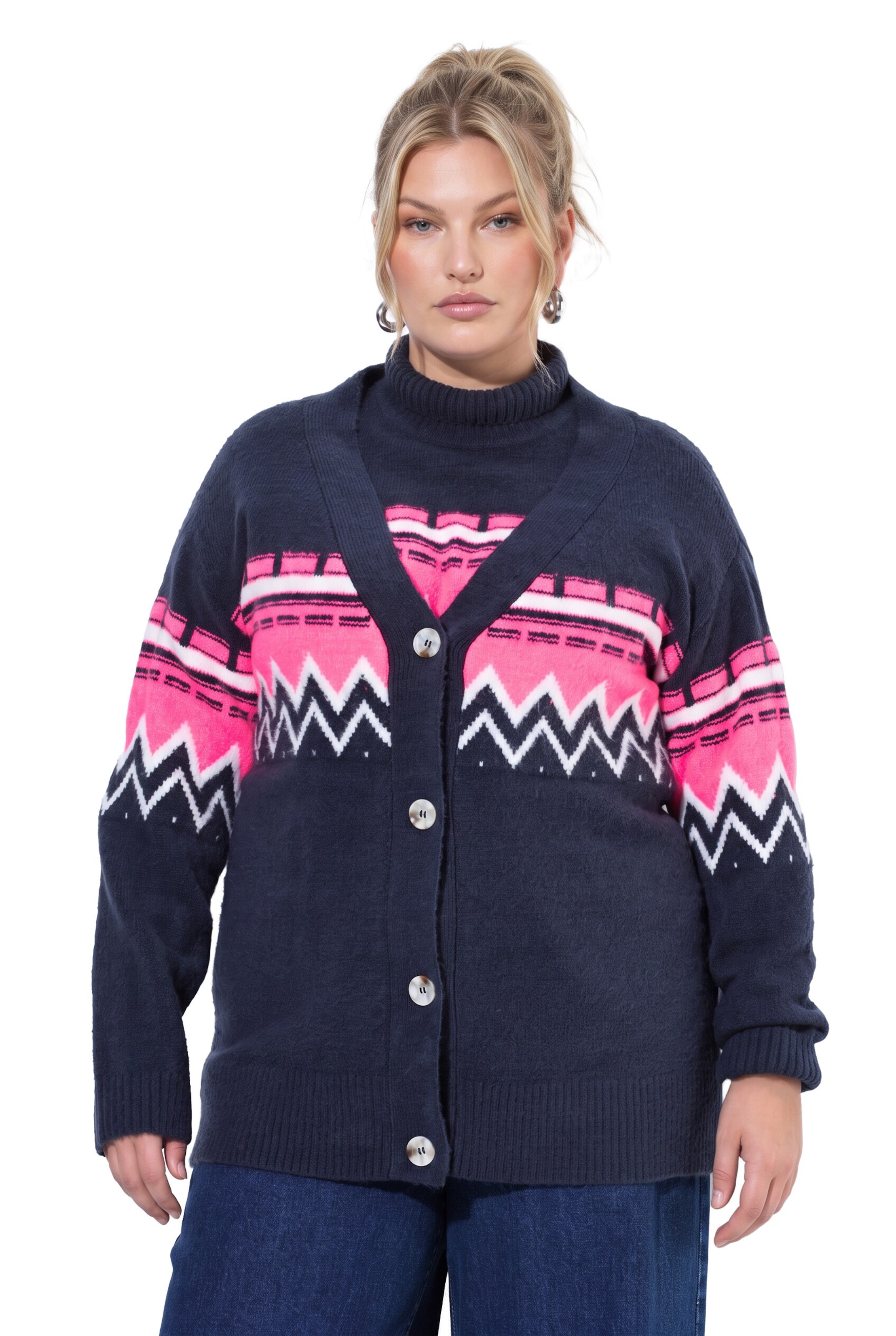 Ulla Popken Strickjacke in Blau: Vorderseite