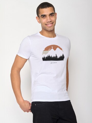 Maglietta 'Nature Forest Happy' di GREENBOMB in bianco: frontale