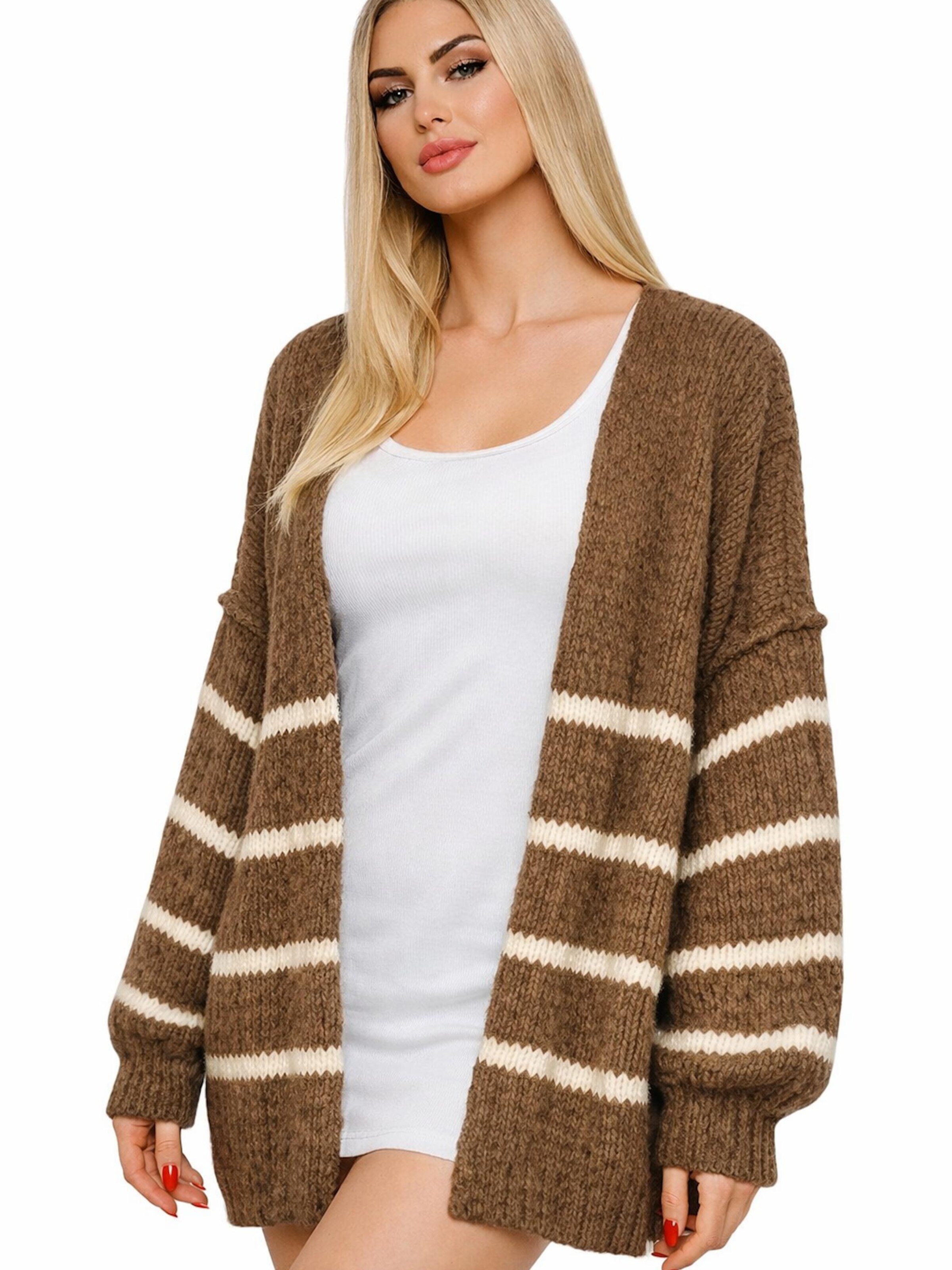 Worldclassca Strickjacke 'Strick Jacke mit Streifen'‌‌‌‌‌‌‌‌‌ in Braun: Vorderseite