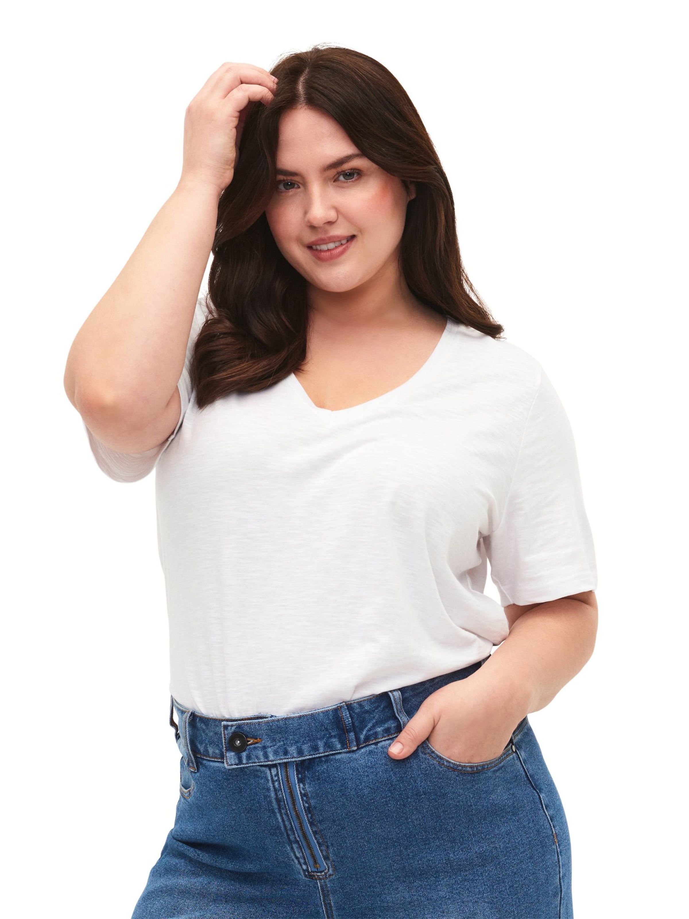 Zizzi Shirt 'BREA' in White: front