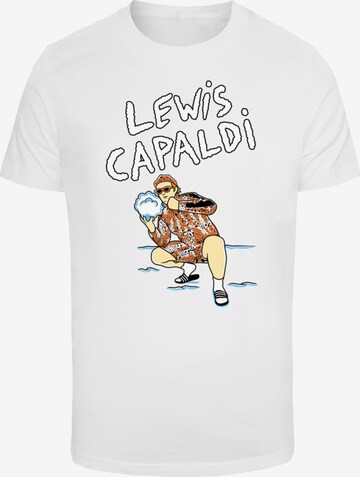 Merchcode T-Shirt 'Lewis Capaldi - Snowleopard' in Weiß: predná strana