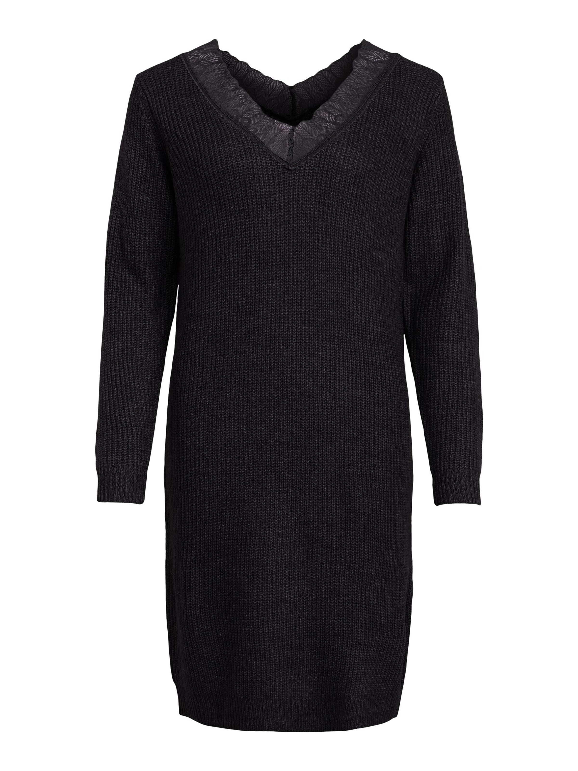 VILA Kootud kleit 'Glacy', värv must: eest vaates