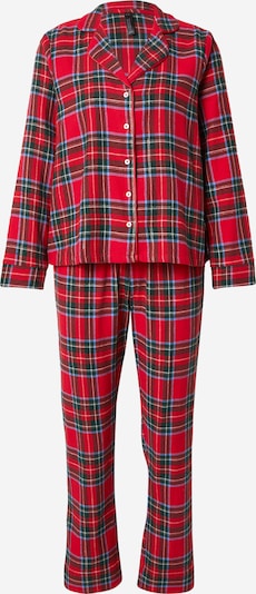 Hunkemöller Pidžama u azur / tamno zelena / crvena / bijela, Pregled proizvoda