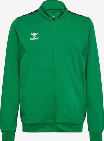 Hummel Athletic Zip-Up Hoodie in Green: front