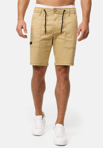 INDICODE JEANS Regular Trousers 'Diago' in Beige