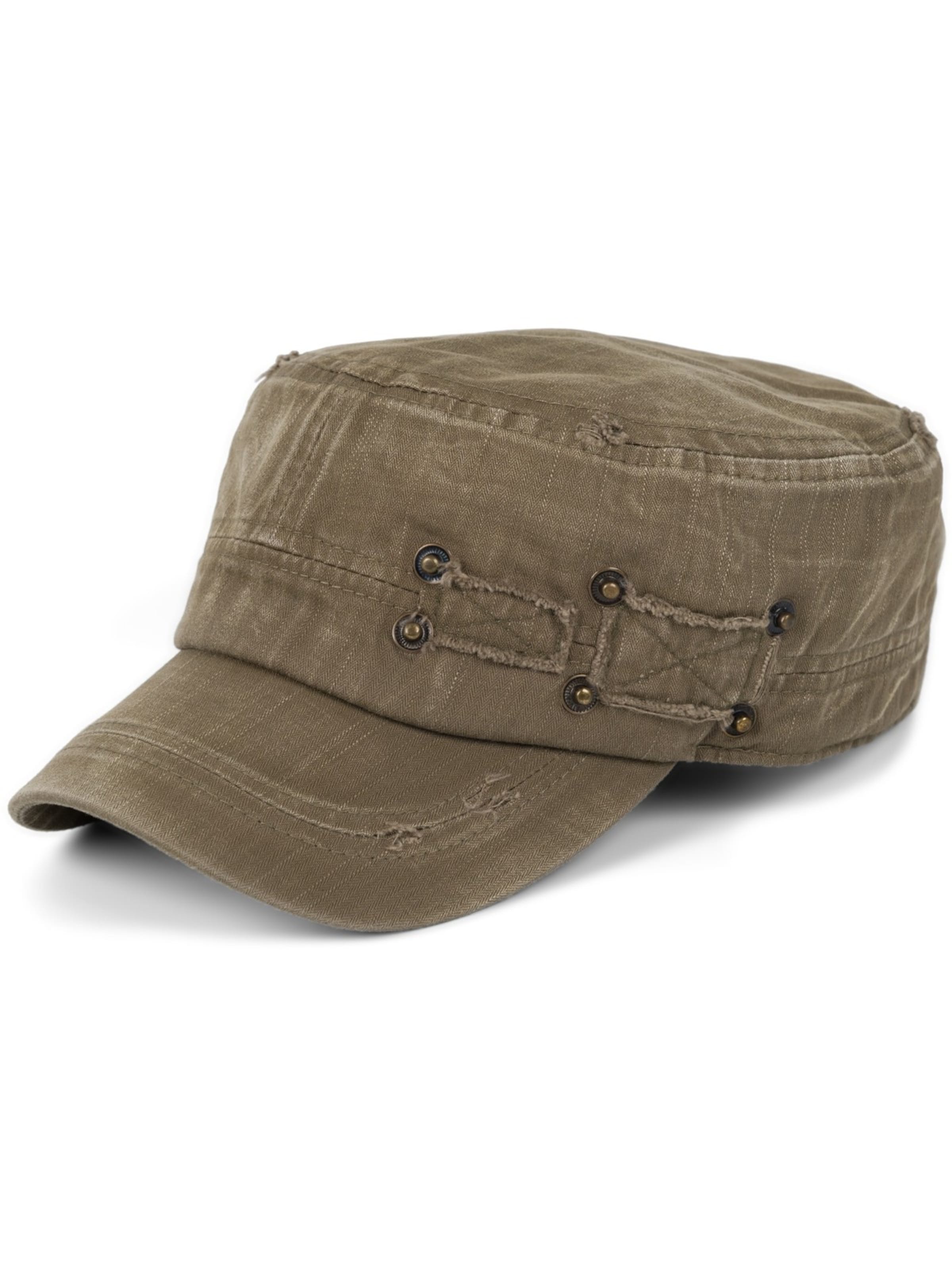 styleBREAKER Cap 'Military Cap im used Look'‌‌‌‌‌‌‌ in Grün: Vorderseite