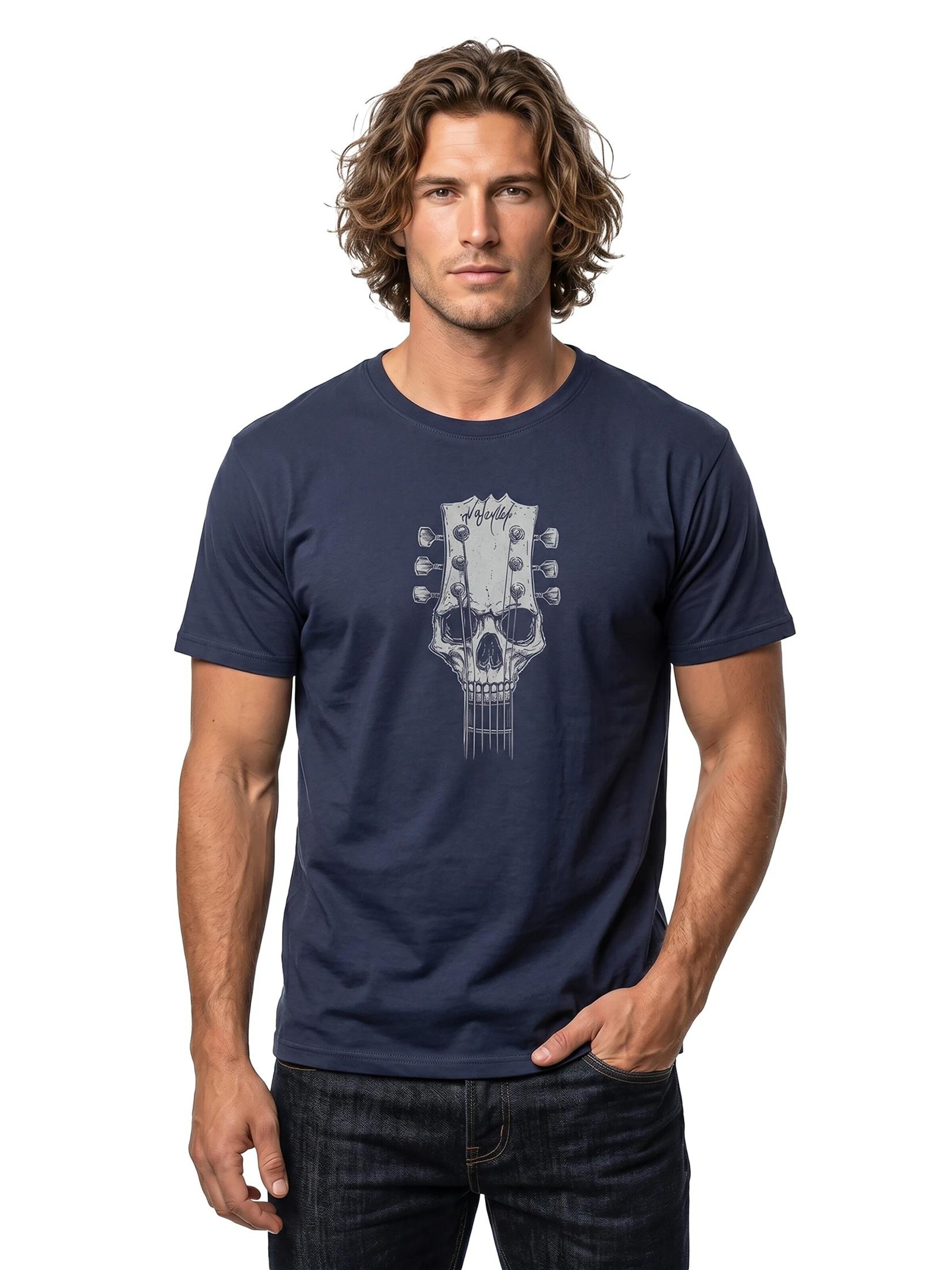 MAKAYA Shirt 'Gitarrenkopf' in Blue