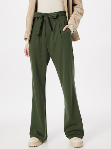 ICHI Loose fit Pleat-Front Pants 'MONSE' in Green: front