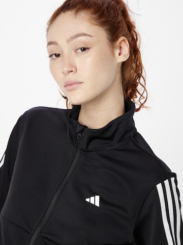 ADIDAS PERFORMANCE Athletic Zip-Up Hoodie 'Train Essentials 3-Stripes' in Black