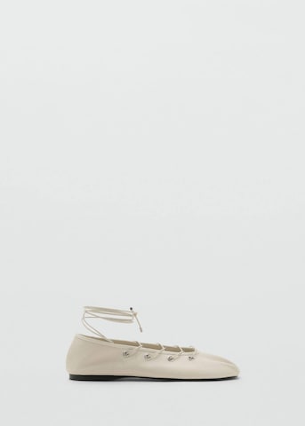 MANGO Ballet Flats with Strap 'ALFIN' in White