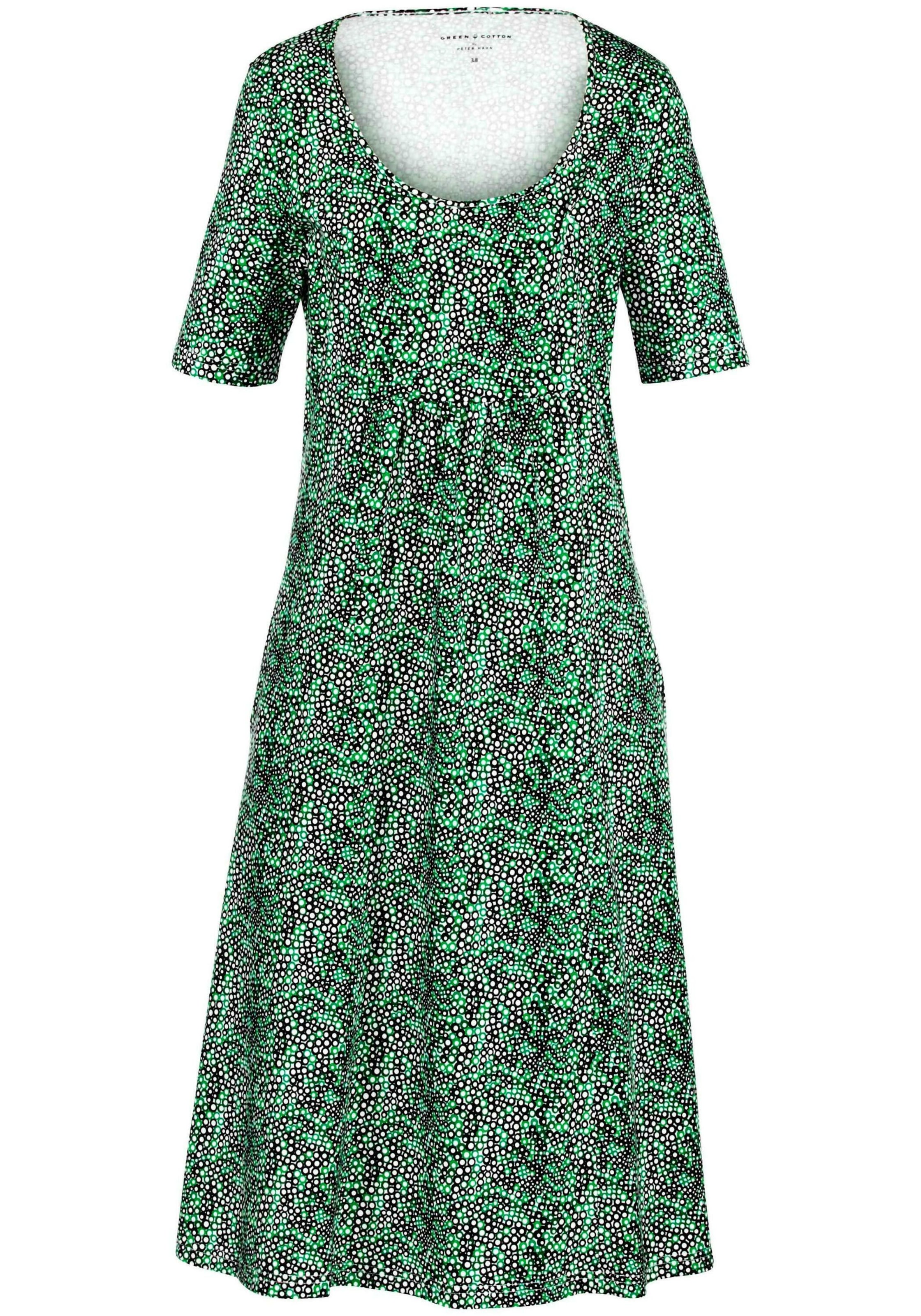 Frauen Große Größen Green Cotton Jerseykleid mit 1/2-Arm aus 100% Baumwolle in Mischfarben - FJ77054