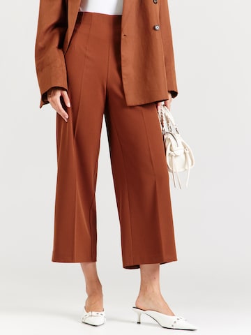Lindex Wide leg Παντελόνι με τσάκιση 'Lykke' σε καφέ: μπροστά