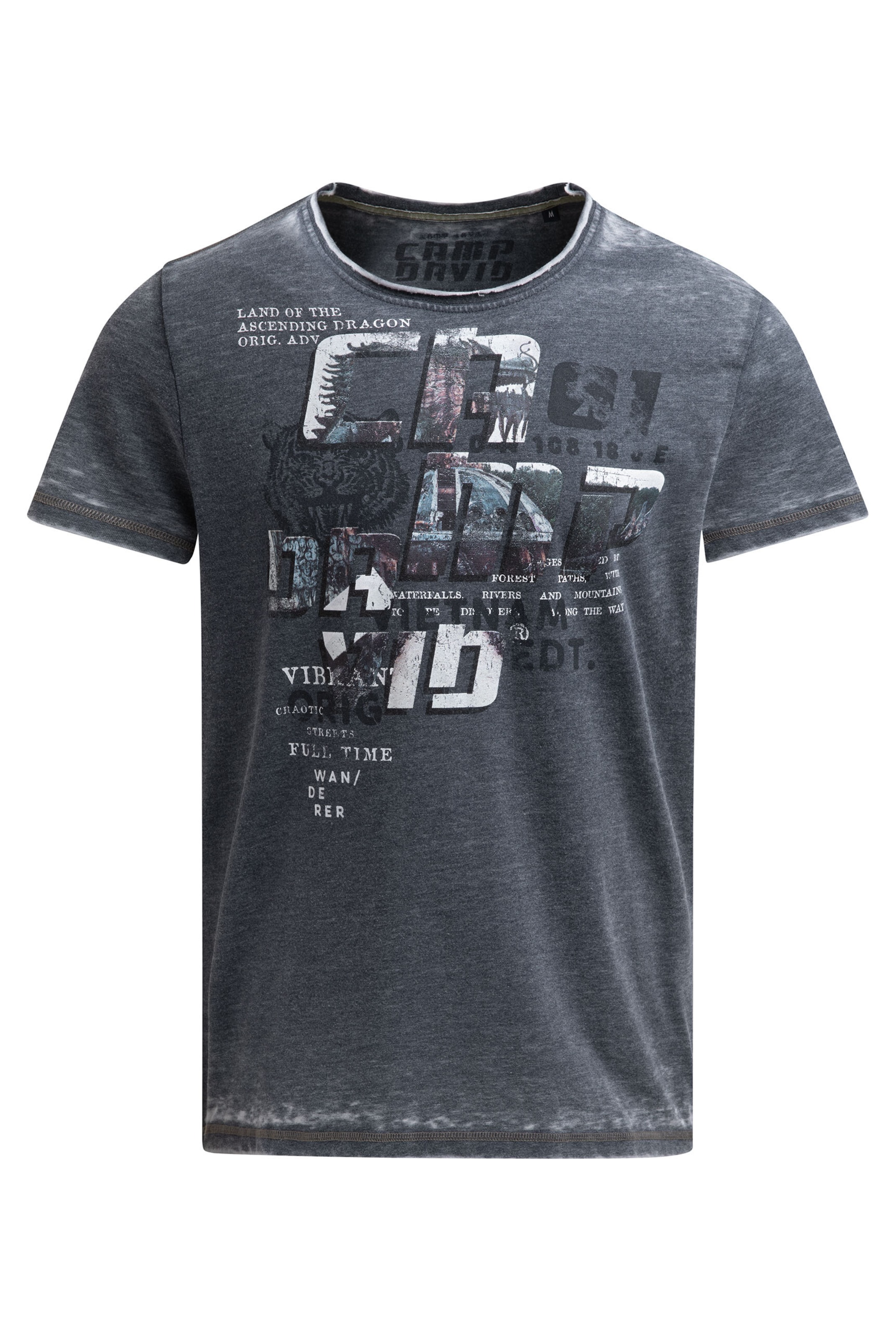 CAMP DAVID Ausbrenner-Shirt mit Photoprint in Blau: Vorderseite