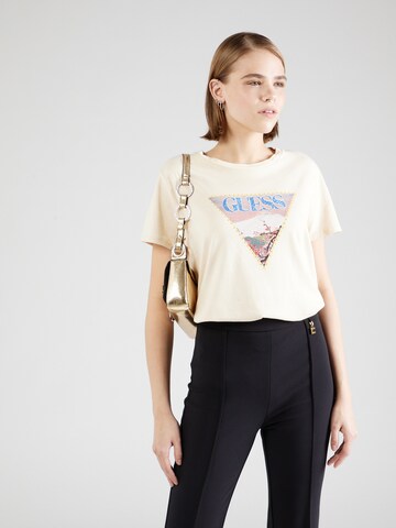 T-shirt 'FUJI' GUESS en beige : devant