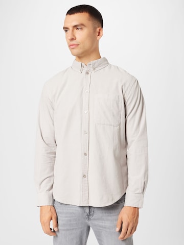 ABOUT YOU Regular fit Button Up Shirt 'Hamza' in Grey: front