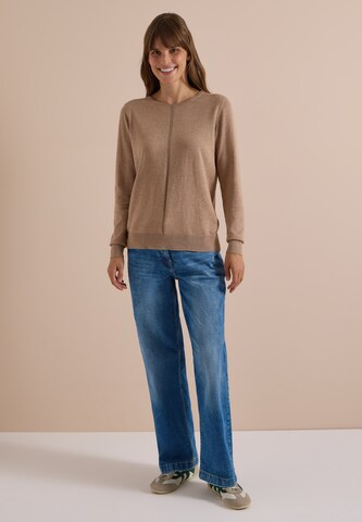 CECIL Basic Pullover mit Rundhals in Unifarbe in Braun