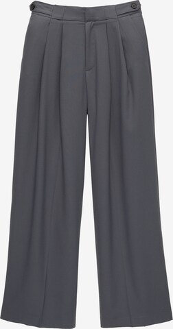 Pull&Bear Wide leg Pleat-front trousers in Blue: front