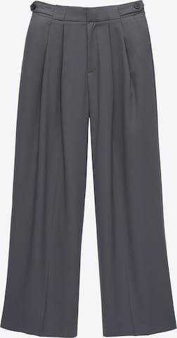 Pull&Bear Wide leg Pleat-front trousers in Blue: front