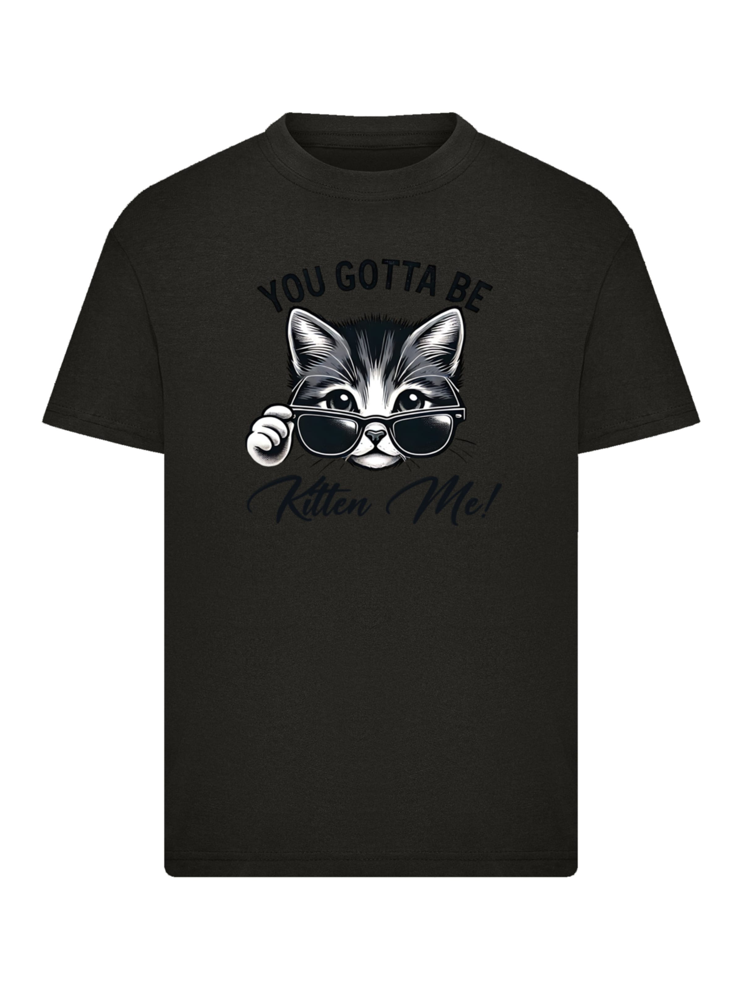 T-Shirt 'Kätzchen You Gotta Be Kitten Me!' F4NT4STIC en noir : devant