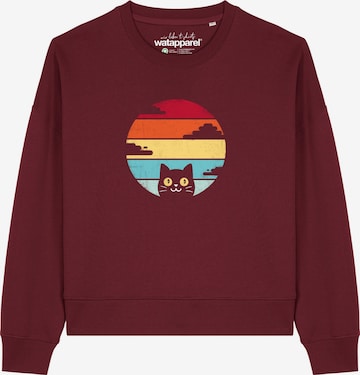 Watapparel Sweatshirt 'Retro Sunset Cat' in Rot: Vorderseite