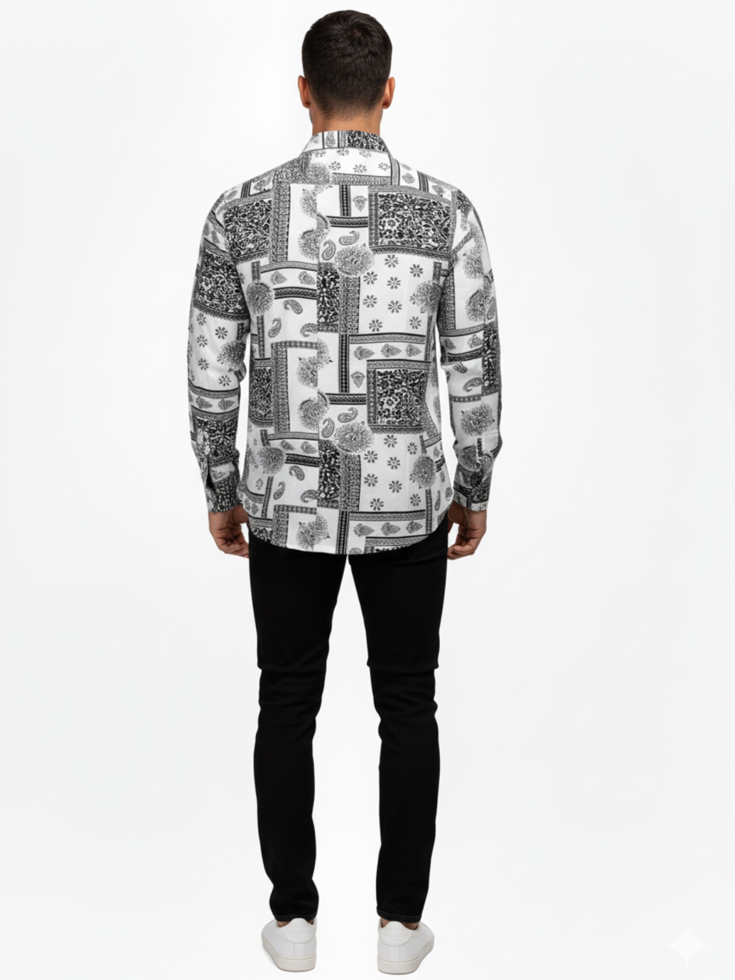 Radwa Regular fit Overhemd 'Men's Viscose multicolor pattern shirt' in Wit