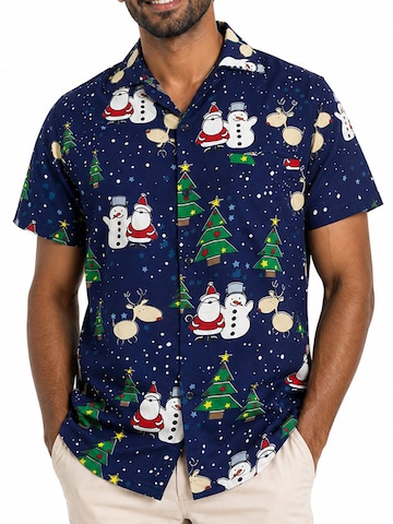 Regular fit Camicia 'Christmas Buddies' di King Kameha in blu