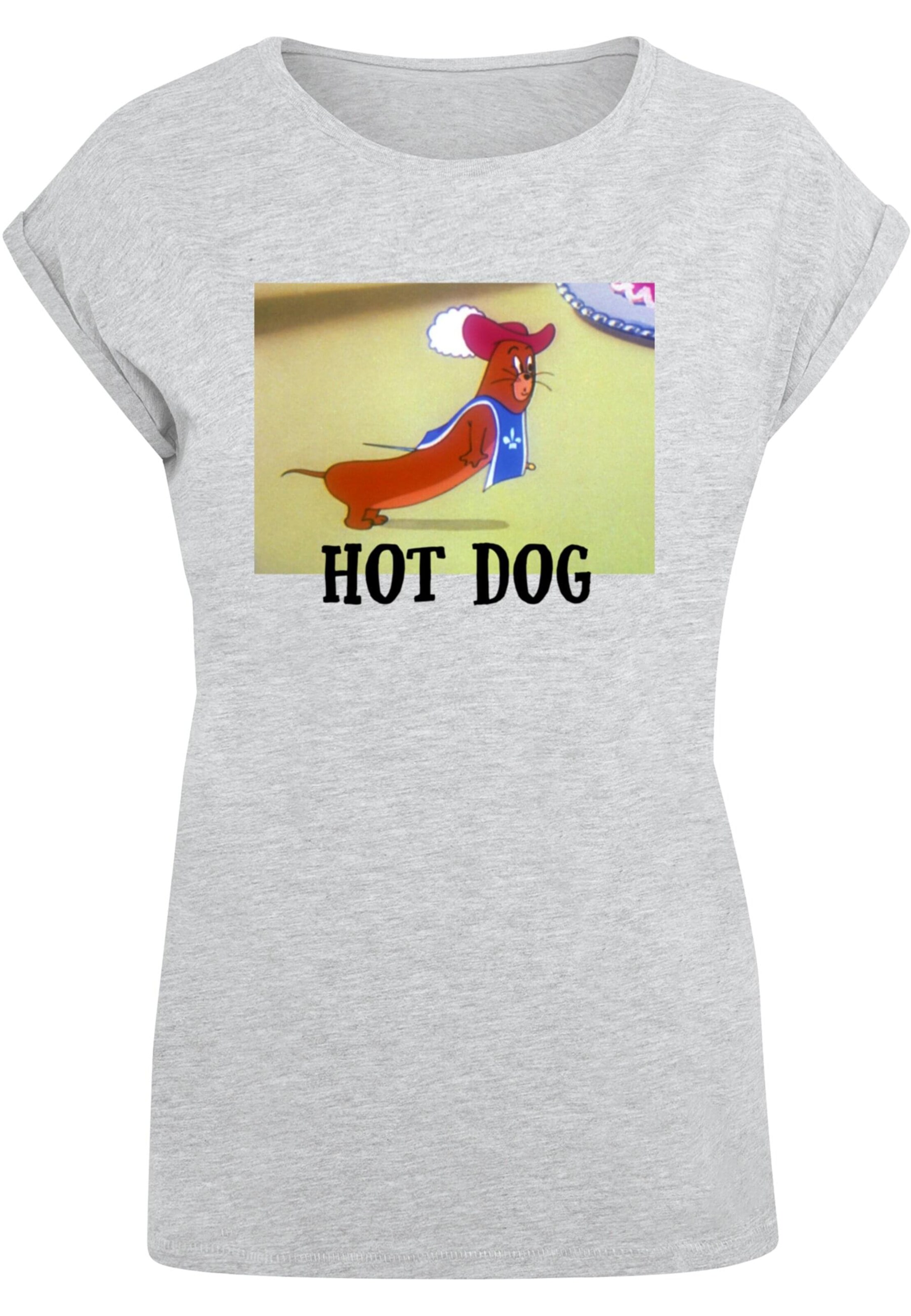 ABSOLUTE CULT Shirt 'Tom And Jerry - Hot Dog' in Grey: front
