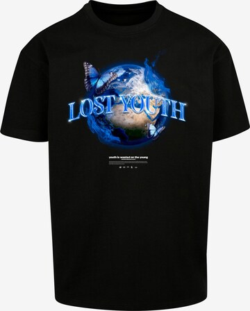 Lost Youth Shirt 'World' in Zwart: voorkant