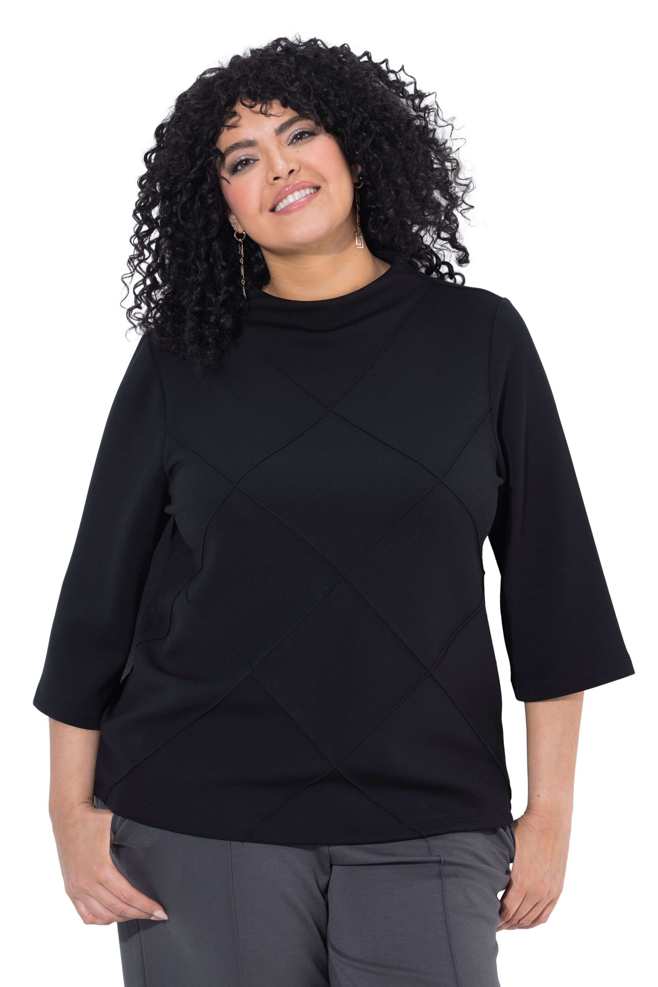 Ulla Popken Sweatshirt in Zwart: voorkant