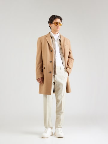 BOSS Slim fit Trousers with creases 'Genius' in White