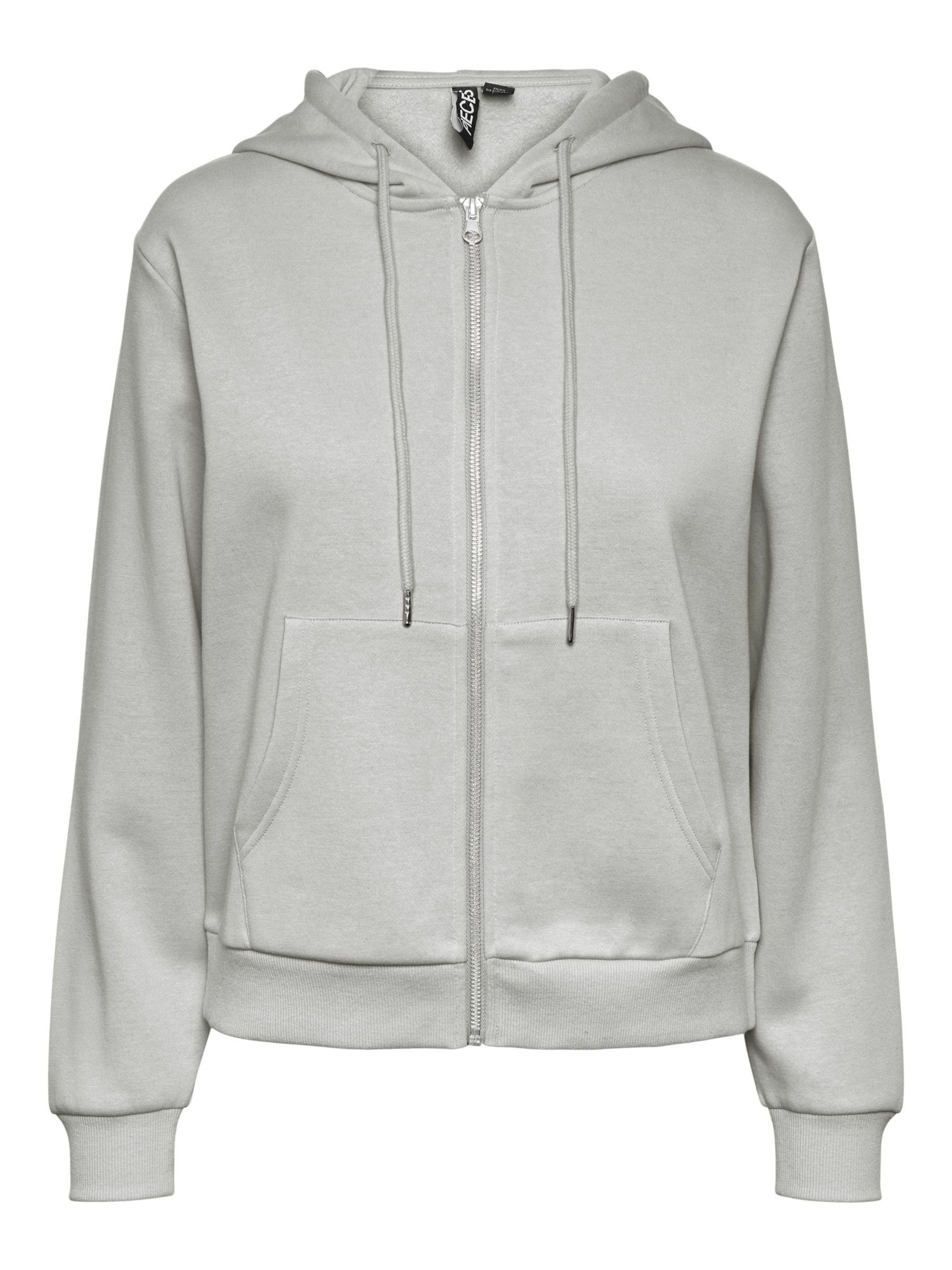 PIECES Sweat jacket 'PCChilli' in Grey: front