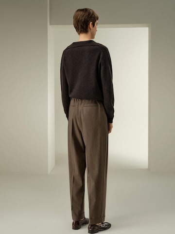 Lilysilk Pullover 'Gerippter Kaschmir Polo Pullover'‌ in Braun