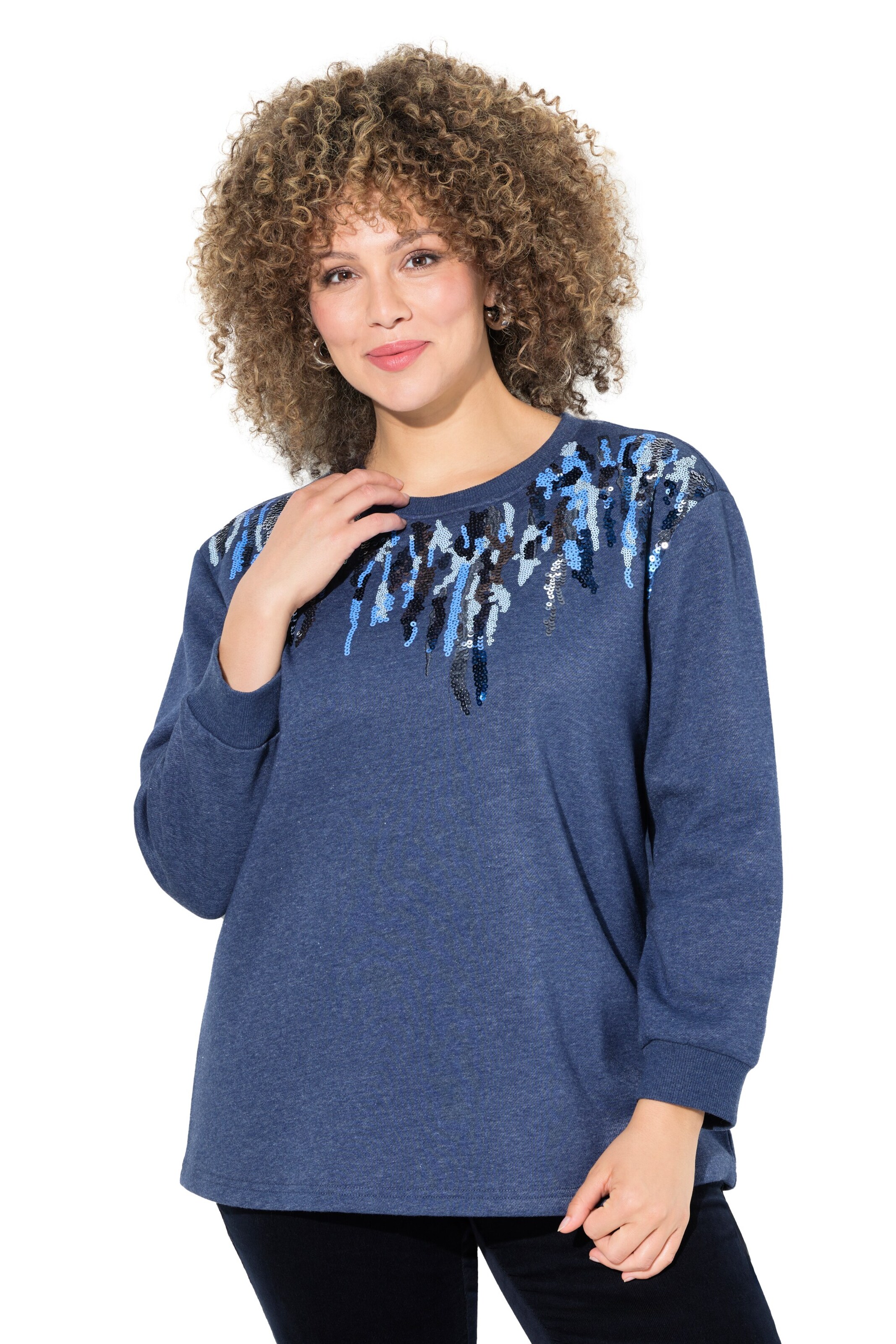 Ulla Popken Sweatshirt in Blauw: voorkant