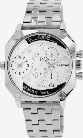 Raptor Analoguhr 'Magnus, Mineralglas' in Silber: Vorderseite