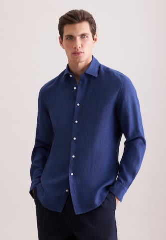Coupe slim Chemise business 'Smart Linen' SEIDENSTICKER en bleu : devant