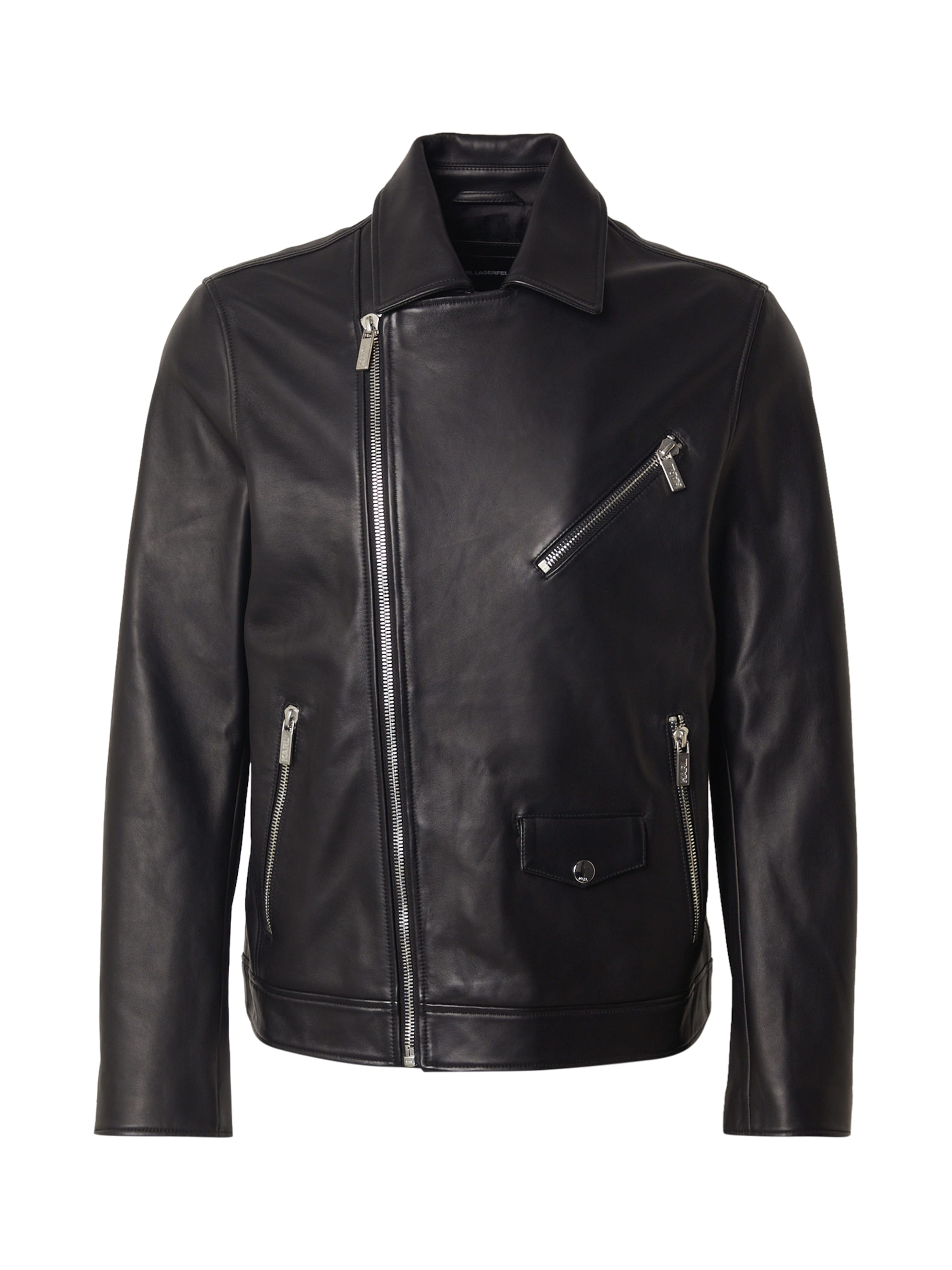 Karl Lagerfeld Φθινοπωρινό και ανοιξιάτικο μπουφάν σε μαύρο: μπροστά