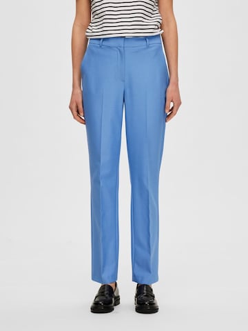 SELECTED FEMME Regular Trousers with creases 'Eliana' in Blue: front