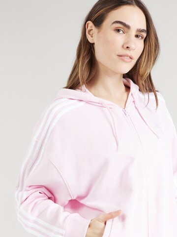 ADIDAS SPORTSWEAR Athletic Zip-Up Hoodie 'Essentials 3-Stripes French Terry ' in Pink