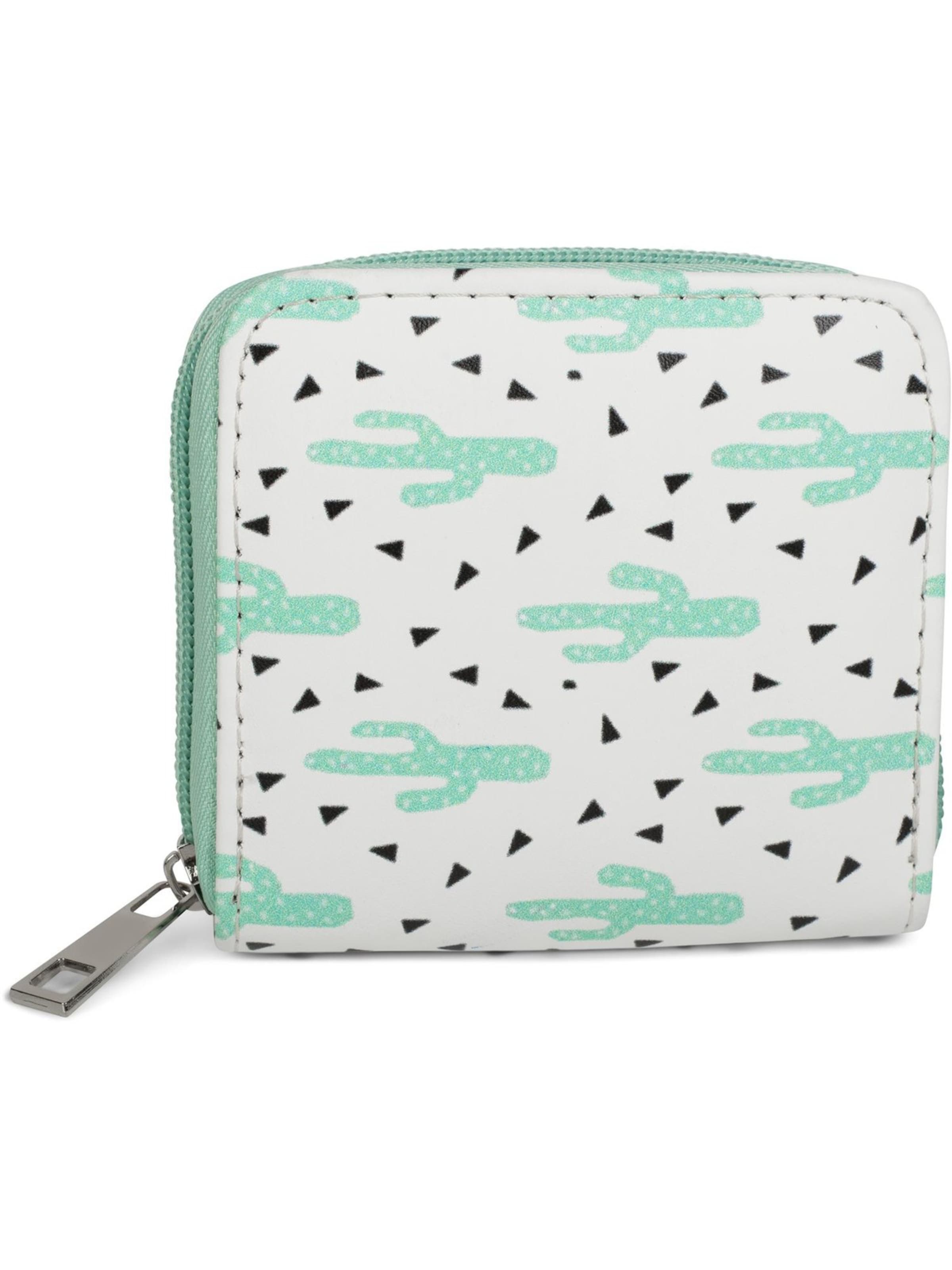 styleBREAKER Portemonnaie 'Mini Geldbörse mit Kaktus Muster'‌‌‌‌‌‌‌‌‌ in Weiß: Vorderseite