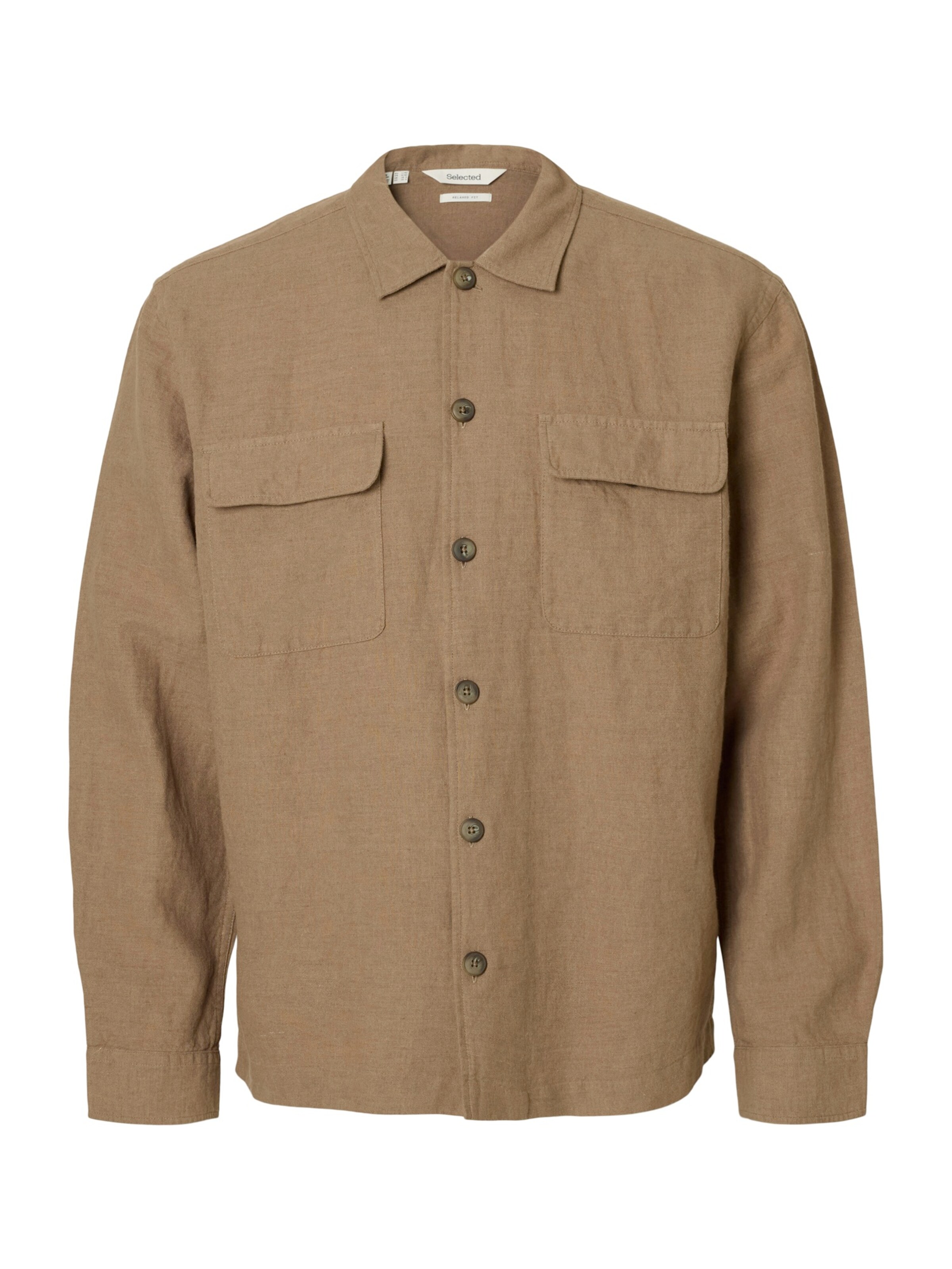 SELECTED Overhemd 'SLH-LEROY SUN' in Bruin: voorkant