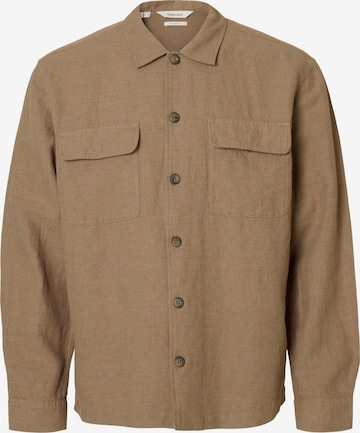 SELECTED Hemd 'SLH-LEROY SUN' in Braun: Vorderseite