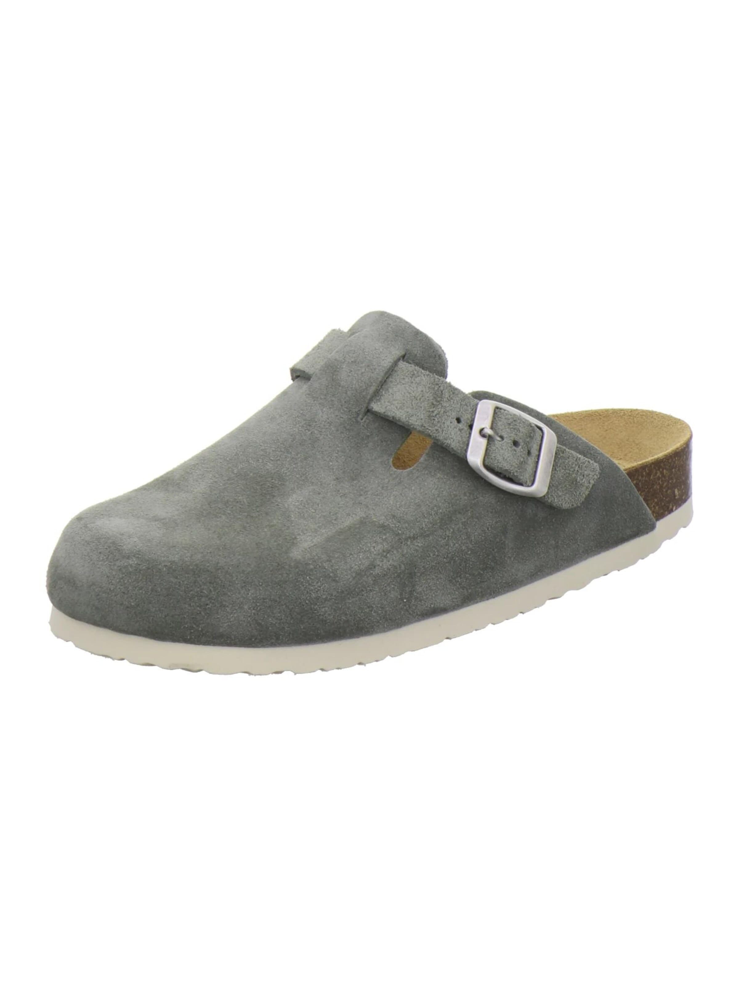 AFS-Schuhe Clogs 'Clogs Damen olive Veloursleder' in Groen: voorkant