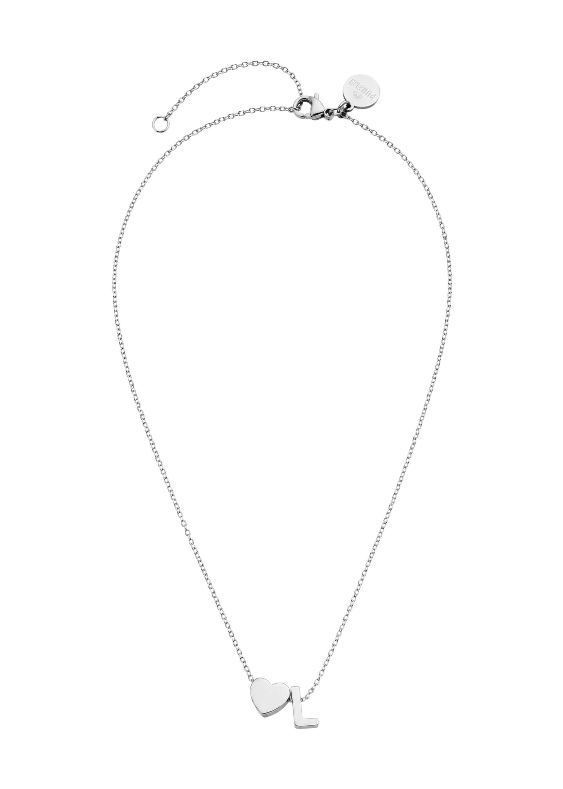 PURELEI - Cadena 'Letter Heart L' en plata: frente