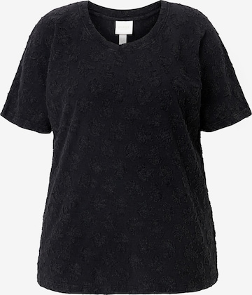 Ulla Popken Shirt in Zwart: voorkant