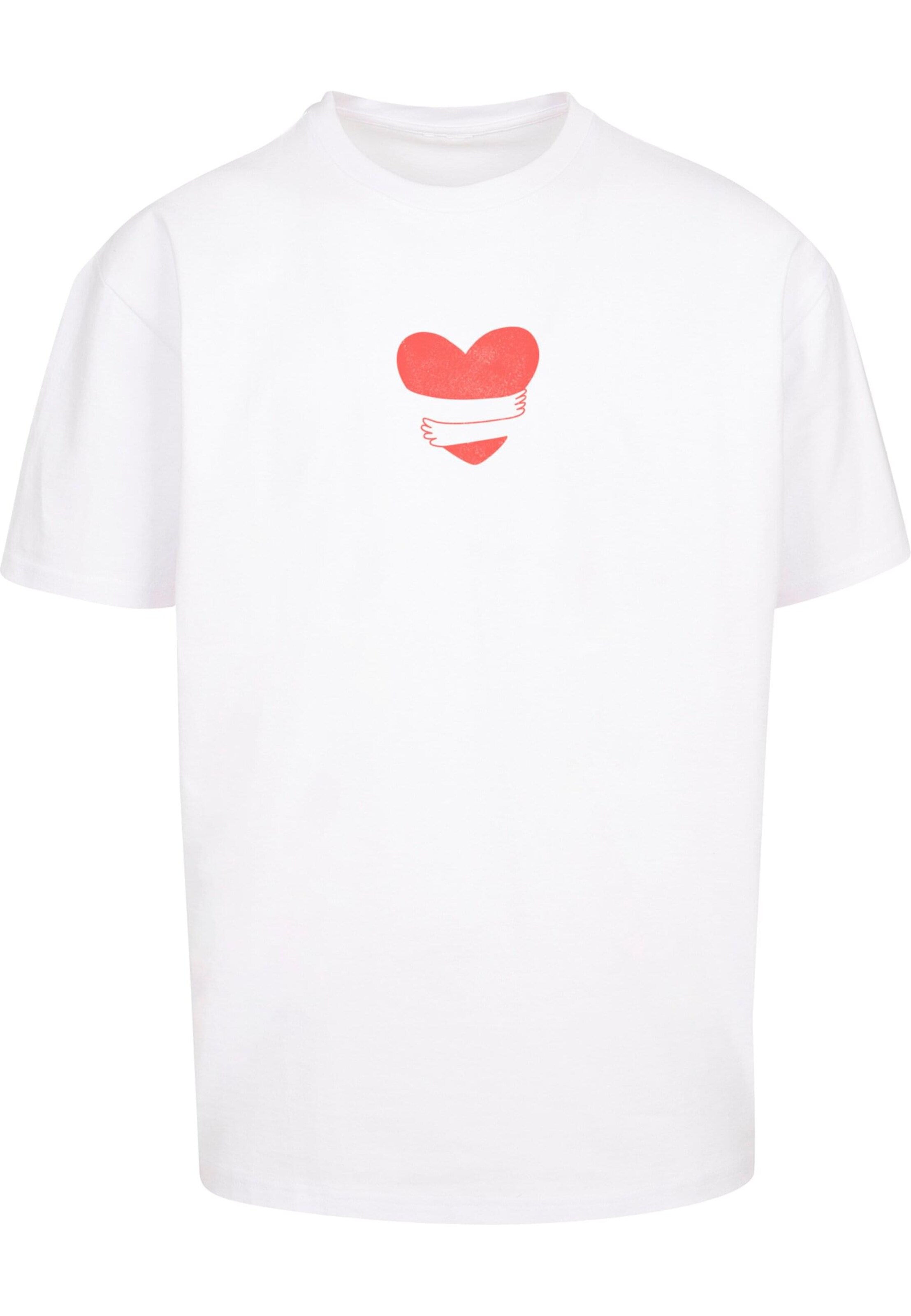 Maglietta 'Hugs & Love - Heart Hug' di Merchcode in bianco: frontale