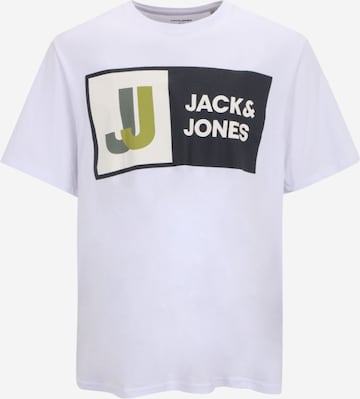 Jack & Jones Plus Тениска 'LOGAN' в бяло: отпред