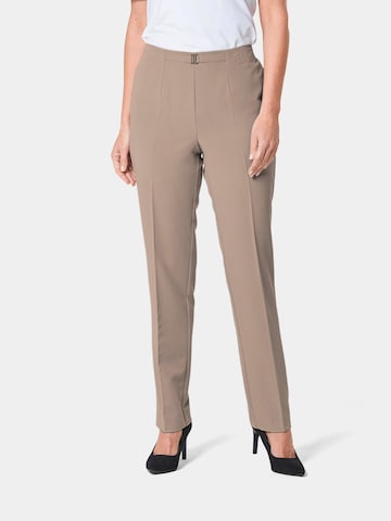 Goldner Regular Pleated Pants in Brown: front