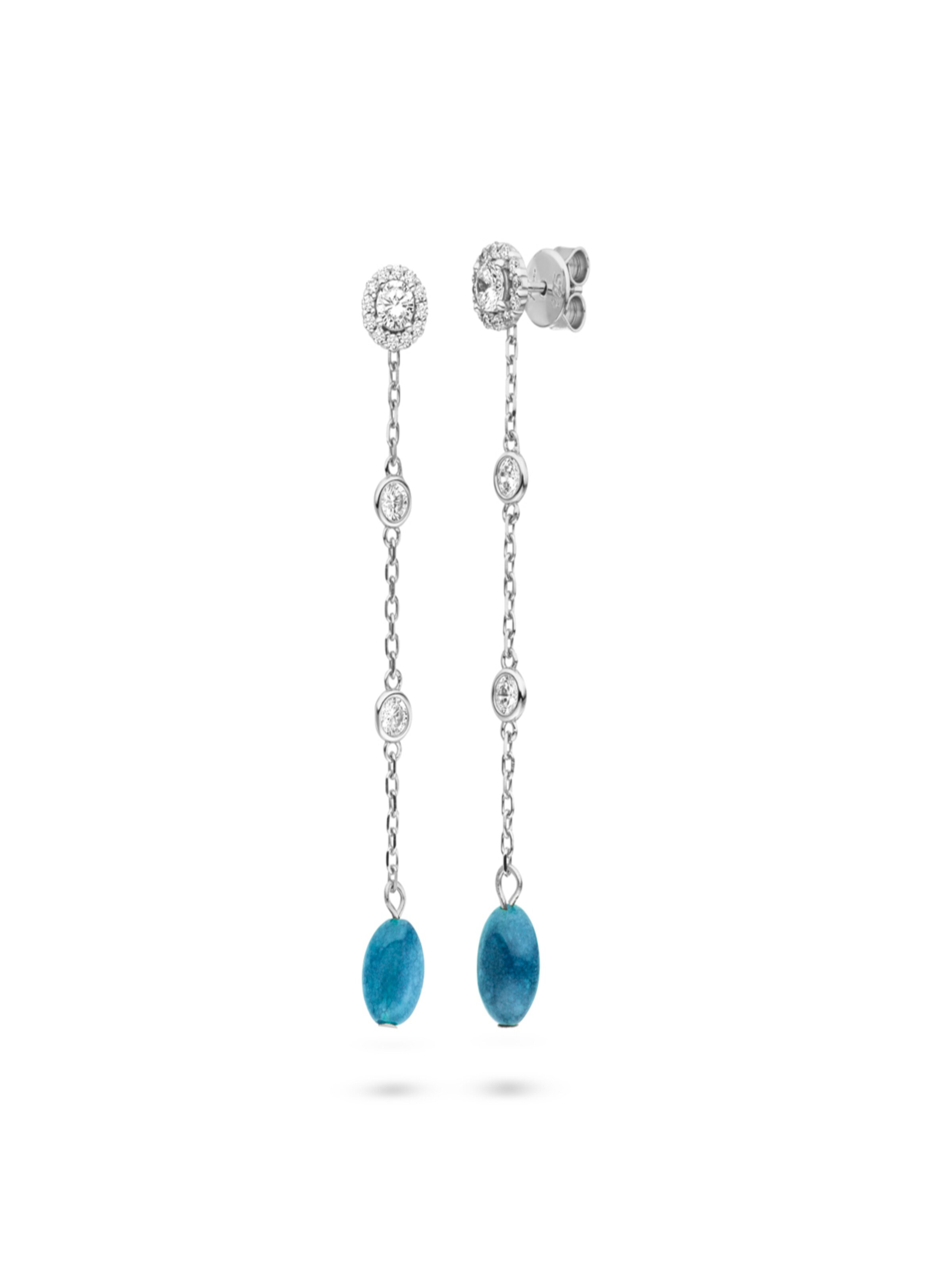 Fiocco Jewelry Earrings 'Bloomy Blue' in Silver: front