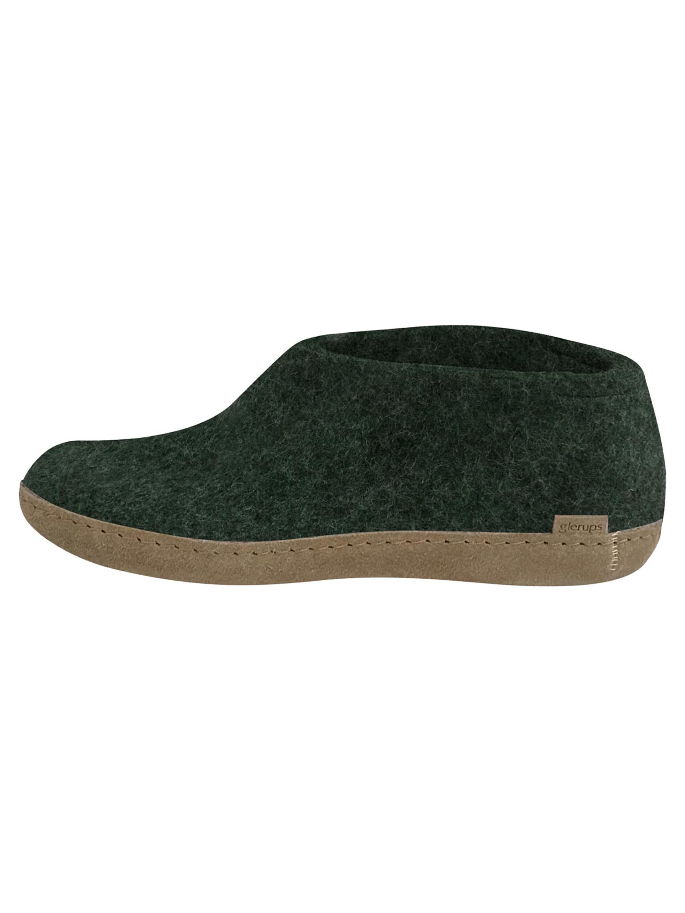 Glerups Slipper 'Ledersohle' in Green: front