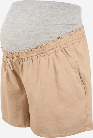 Regular Pantalon Mamalicious Curve en beige : devant